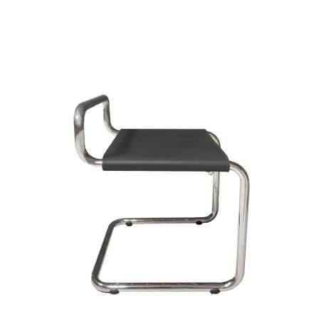 Stool CG70 - Height 40 - Seat chrome - Leather Black - Be.Classics - Christophe Gevers - Furniture by Designcollectors