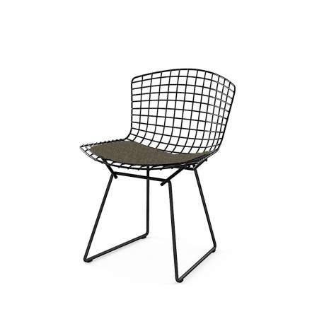 Bertoia Side Chair, Black rilsan - Grey-Brown seat pad - Knoll - Furniture by Designcollectors