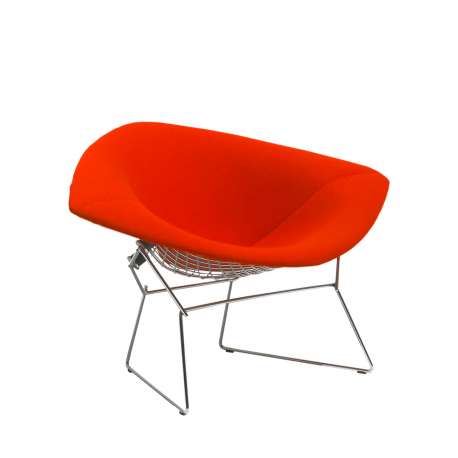 Bertoia Large Diamond Fauteuil, Chrome, Bright Red - Knoll - Furniture by Designcollectors