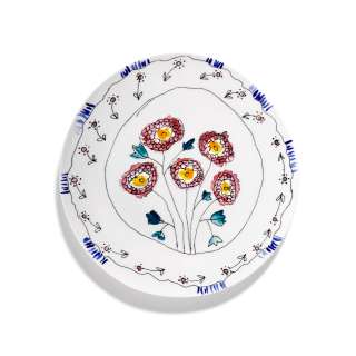 Serving Plate - Anemone Milk Midnight Flowers - Large