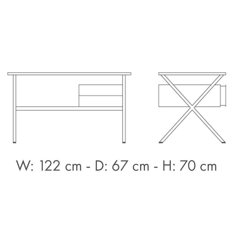 dimensions Albini Mini Desk, Black - Knoll - Franco Albini - Desks - Furniture by Designcollectors