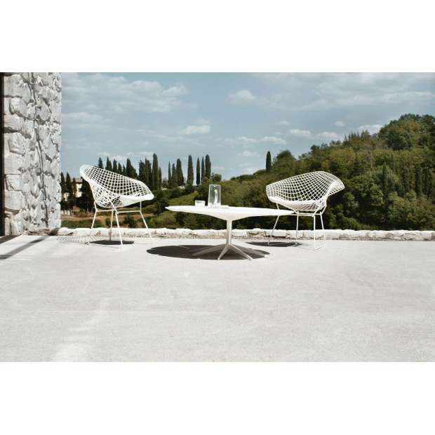 Bertoia Diamond Armchair - Rilsan Bianco - Grey/Brown seat pad - Knoll - Harry Bertoia - Lounge Chairs & Club Chairs - Furniture by Designcollectors