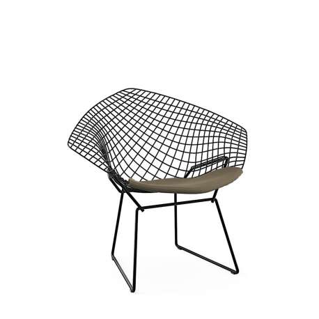 Bertoia Diamond Armchair - Rilsan Nero - Grey/Brown seat pad - Knoll - Harry Bertoia - Furniture by Designcollectors