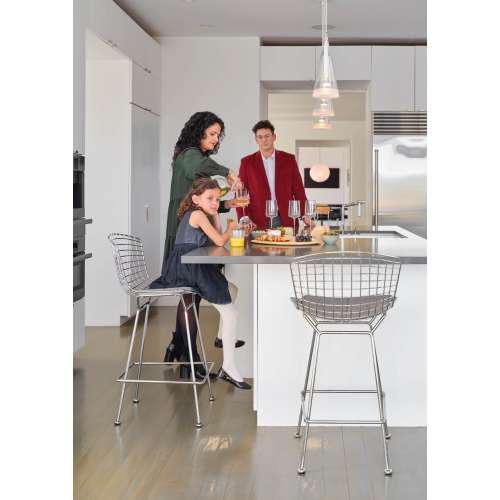 Bertoia Bar Stool Barkruk - Grijsbruin kussen - Knoll - Harry Bertoia - Barstools - Furniture by Designcollectors