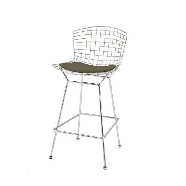 Bertoia Bar Stool Barkruk - Grijsbruin kussen - Knoll - Harry Bertoia - Barstools - Furniture by Designcollectors