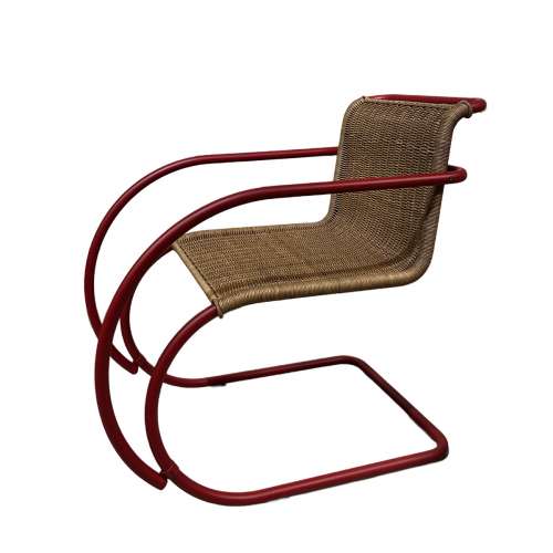MR Side Chair Rattan, with arms, Dark Red - Knoll - Ludwig Mies van der Rohe - Chairs - Furniture by Designcollectors