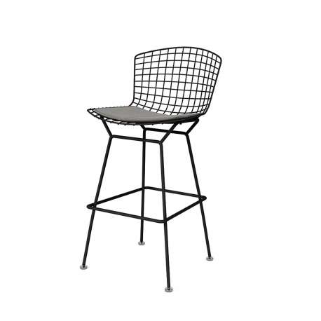 Bertoia Counter Stool - Black Rilsan - Greybrown seat pad - Knoll - Harry Bertoia - Furniture by Designcollectors