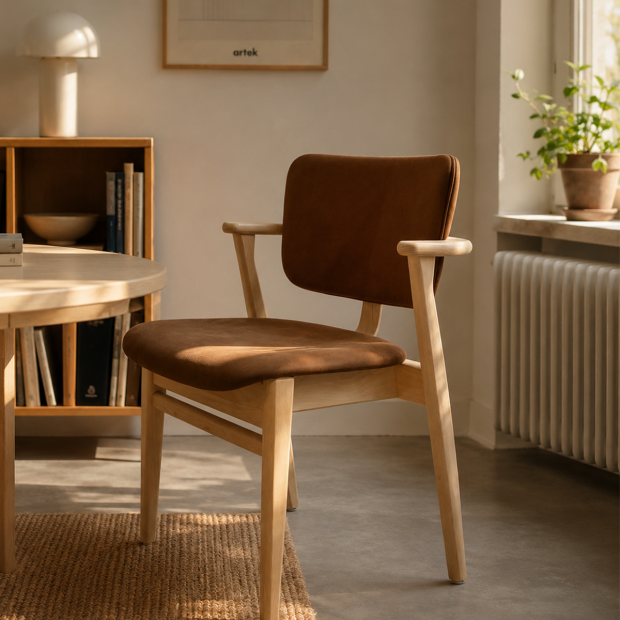 Domus Chair - Birch - Terra Umber leather - Artek - Ilmari Tapiovaara - Chairs - Furniture by Designcollectors