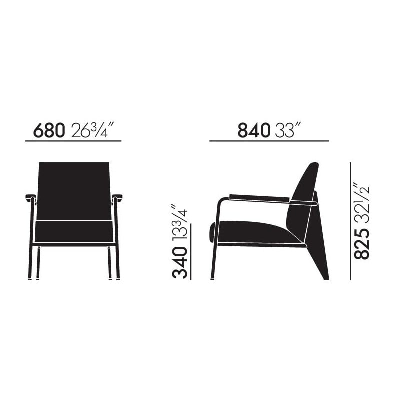 dimensions Fauteuil de Salon - vitra - Jean Prouvé - Chaises - Furniture by Designcollectors
