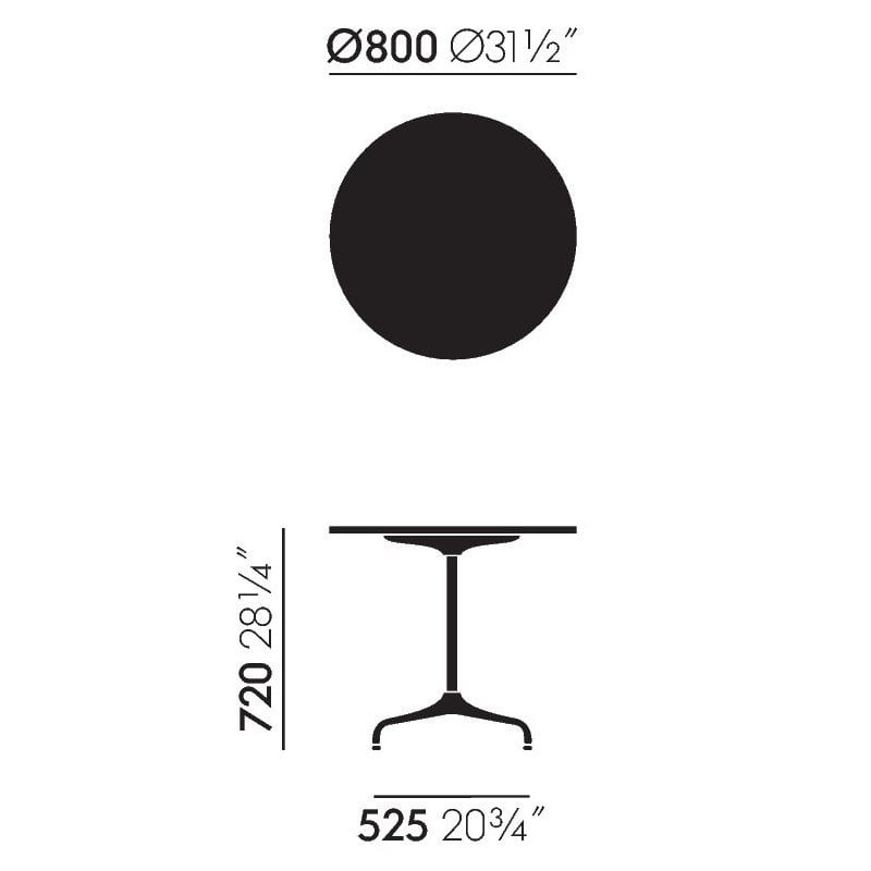 dimensions Contract Tables - Round - vitra - Charles & Ray Eames - Tables - Furniture by Designcollectors