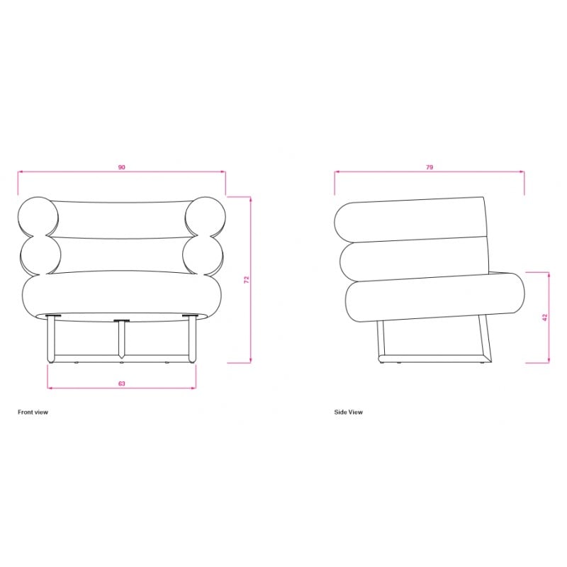 dimensions Bibendum Fauteuil - Classicon - Eileen Gray - Fauteuils et clubs - Furniture by Designcollectors