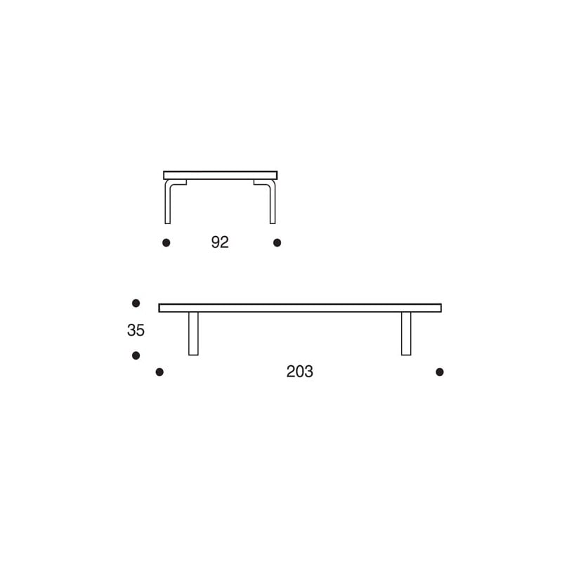 afmetingen 710 Day bed onderstel - artek - Alvar Aalto - Sofa’s en slaapbanken - Furniture by Designcollectors