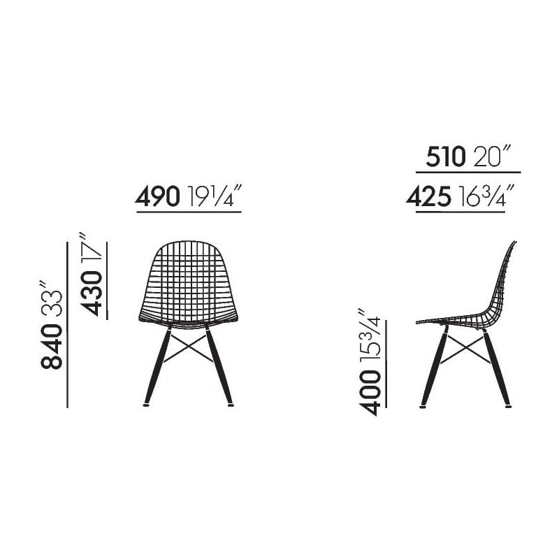 dimensions DKW-5 Wire Chair - Vitra - Charles & Ray Eames - Accueil - Furniture by Designcollectors